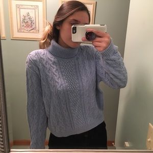 Blue knit turtleneck